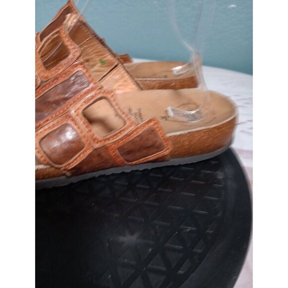 THINK Julia Womens Size 41 Thong Sandals Mosaic Geometric Slides Corkbed Leather - Picture 9 of 13